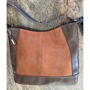 TIGNANELLO Two-toned Cognac Brown Leather Shoulder Bag Crossbody Tote Handbag